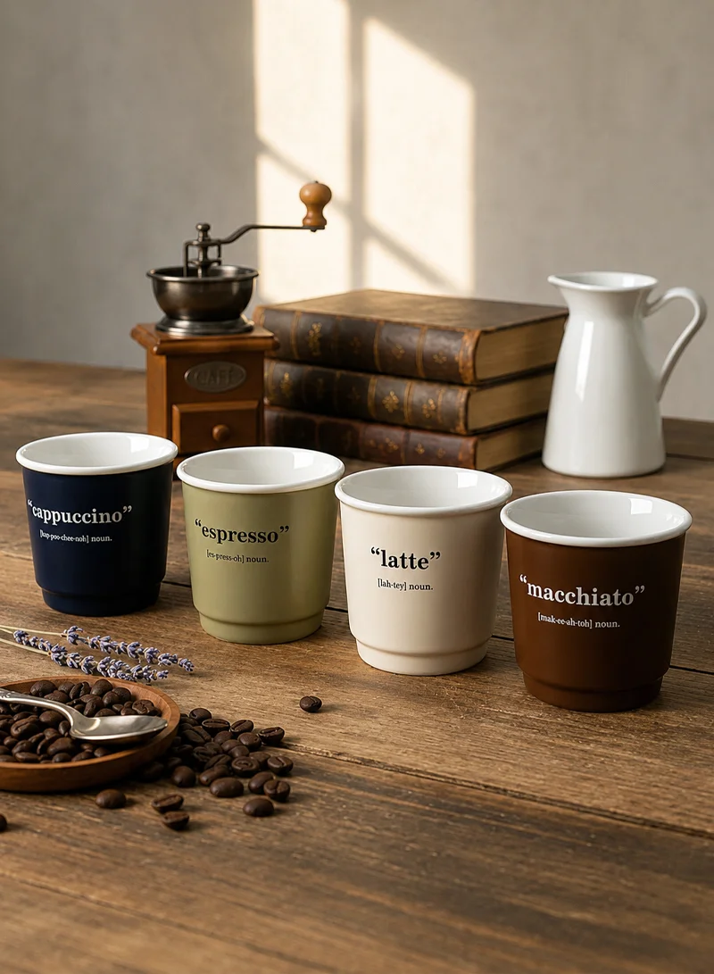4Pcs 90ml Ceramic Matte Finish Mini Coffee Shot Cup Set, Heat-Resistant, Dishwasher Safe, Moder β photo 2