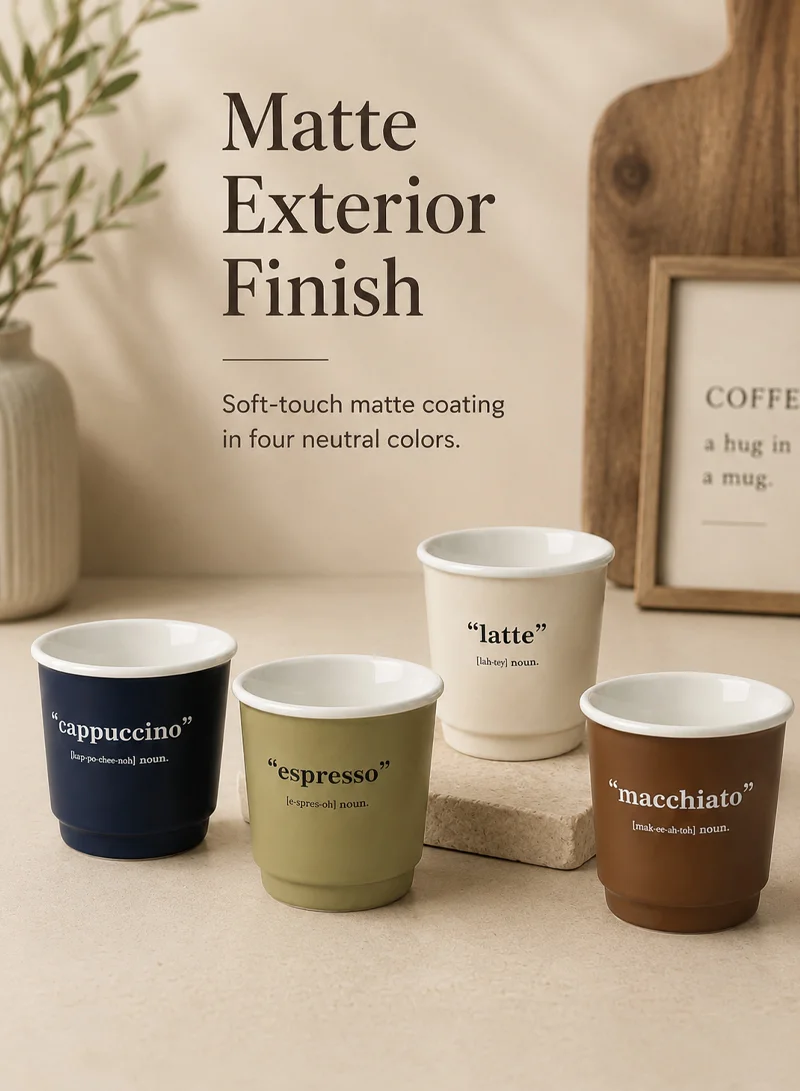 4Pcs 90ml Ceramic Matte Finish Mini Coffee Shot Cup Set, Heat-Resistant, Dishwasher Safe, Moder β photo 4