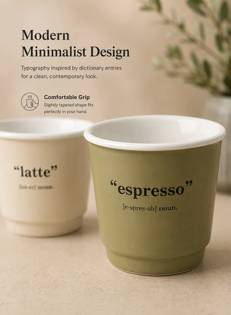 4Pcs 90ml Ceramic Matte Finish Mini Coffee Shot Cup Set, Heat-Resistant, Dishwasher Safe, Moder β photo 5