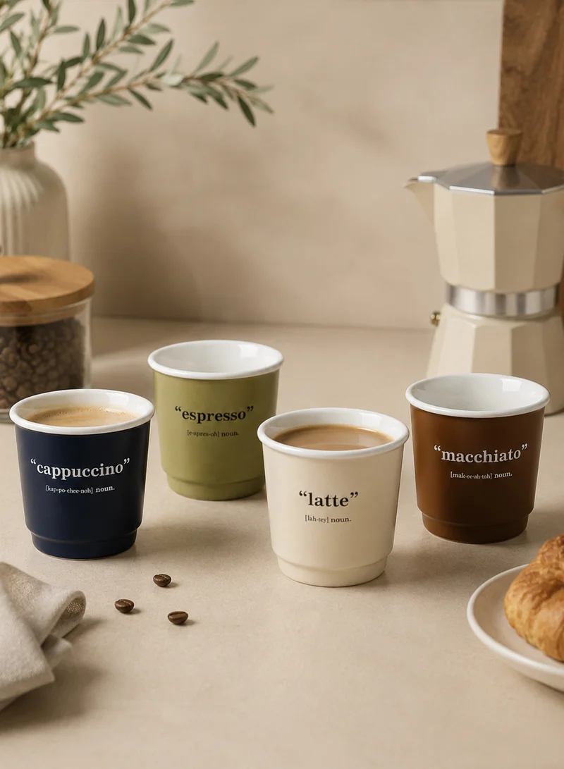 4Pcs 90ml Ceramic Matte Finish Mini Coffee Shot Cup Set, Heat-Resistant, Dishwasher Safe, Moder β photo 8