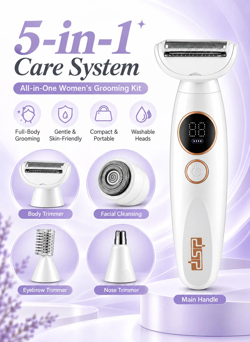 5-in-1 Women’s Electric Trimmer Kit With LED Display & Waterproof Design — photo 6