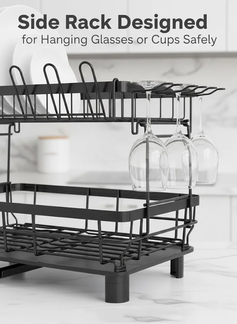 Multifunction Two-Tier Kitchen Dish Drying Rack with Cutlery Holder — photo 5