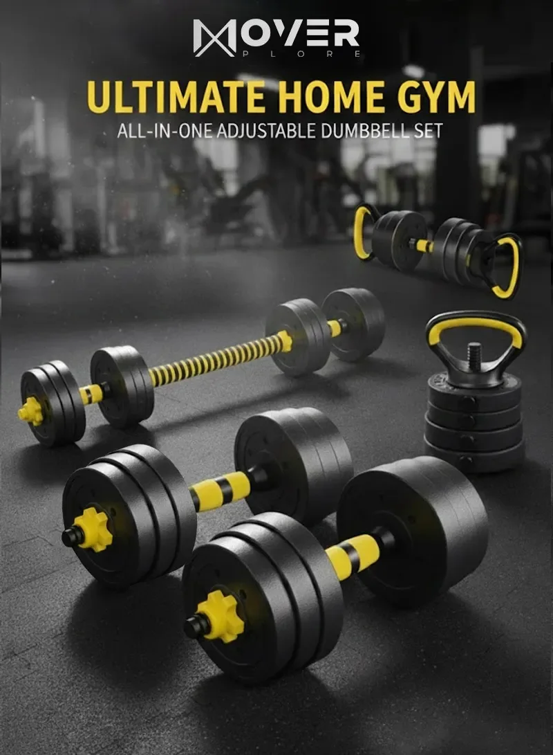 50kg 4-in-1 Strength Training Set, Adjustable Dumbbells with Barbell & Kettlebell Attachments β photo 2
