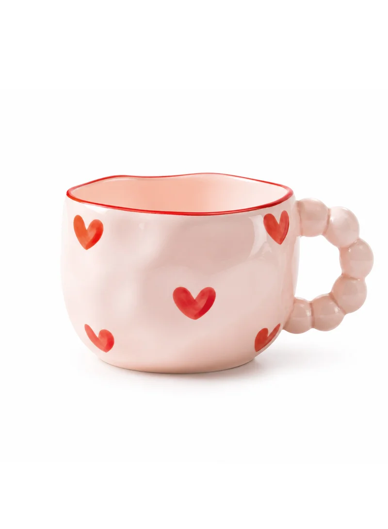 300ml Ceramic Heart Pattern Mug with Bubble Bead Handle — photo 6