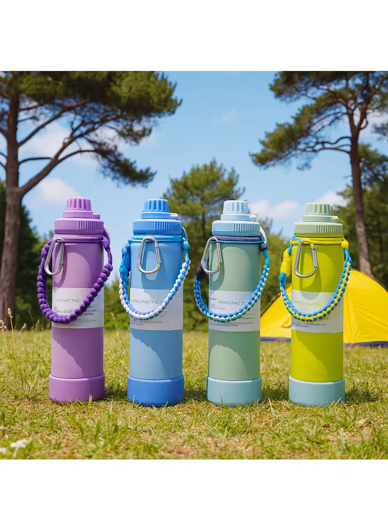 750ml Stainless Steel Vacuum Water Bottle With Magnetic Phone Holder - Purple — photo 4