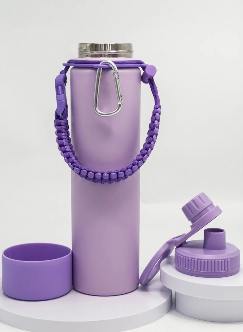 750ml Stainless Steel Vacuum Water Bottle With Magnetic Phone Holder - Purple β photo 7