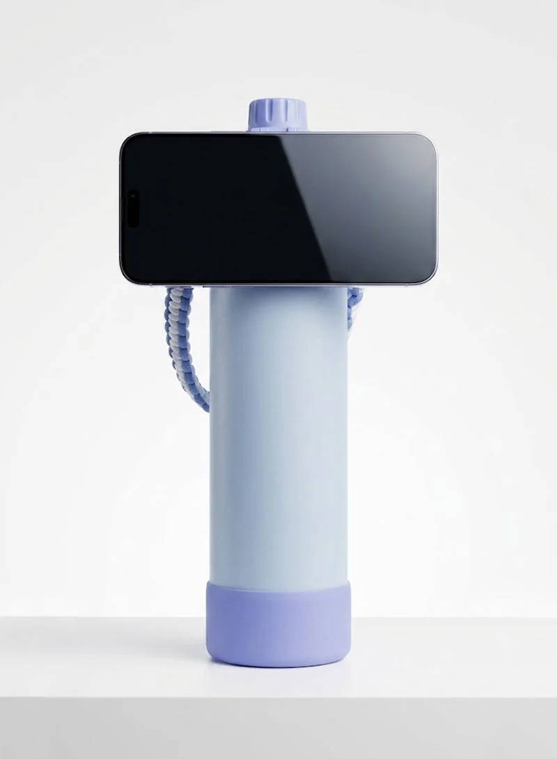 750ml Stainless Steel Vacuum Water Bottle With Magnetic Phone Holder - Purple β photo 9