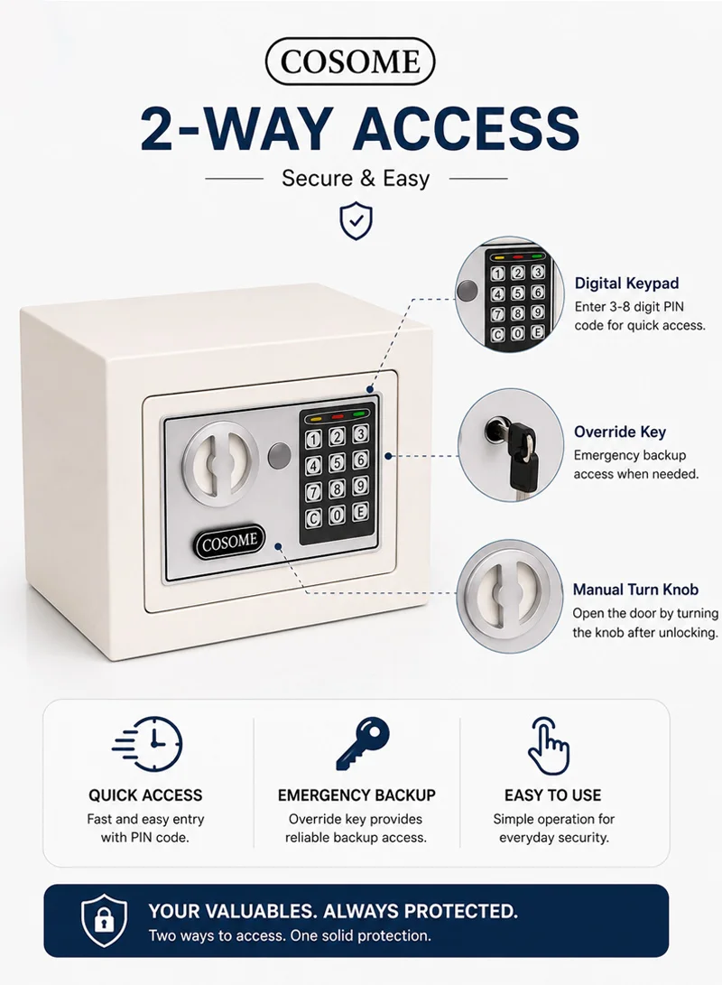 2.2kg Mini Digital Electronic Keypad Lock Built-In 2 locking Bolts Safe Box -Black — photo 4