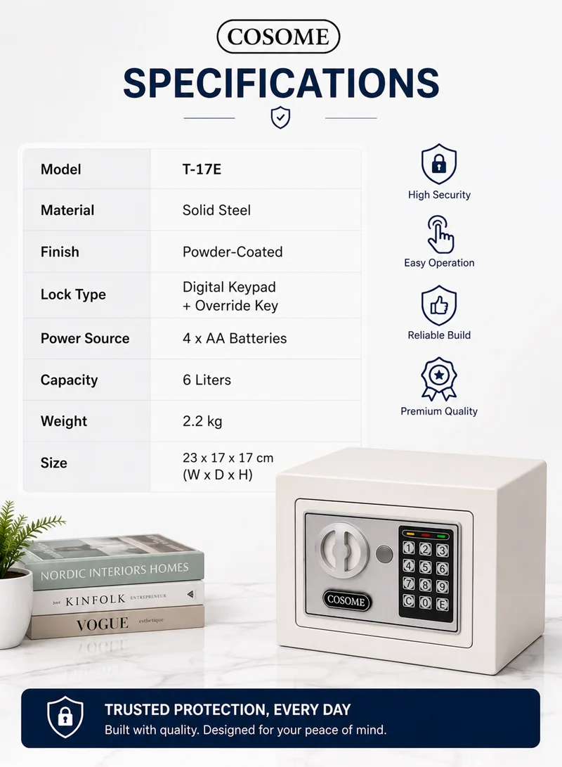 2.2kg Mini Digital Electronic Keypad Lock Built-In 2 locking Bolts Safe Box -Black β photo 7