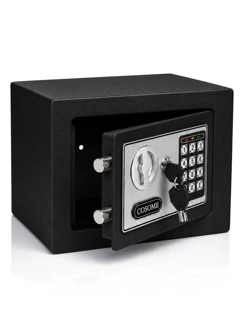 2.2kg Mini Digital Electronic Keypad Lock Built-In 2 locking Bolts Safe Box -Black
