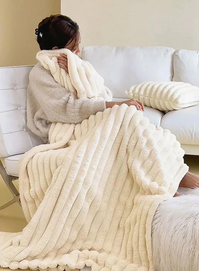 150x200cm Ultra-Soft Single Layer Plush Blanket, Warm & Lightweight Polyester Fabric - Light Gr β photo 5