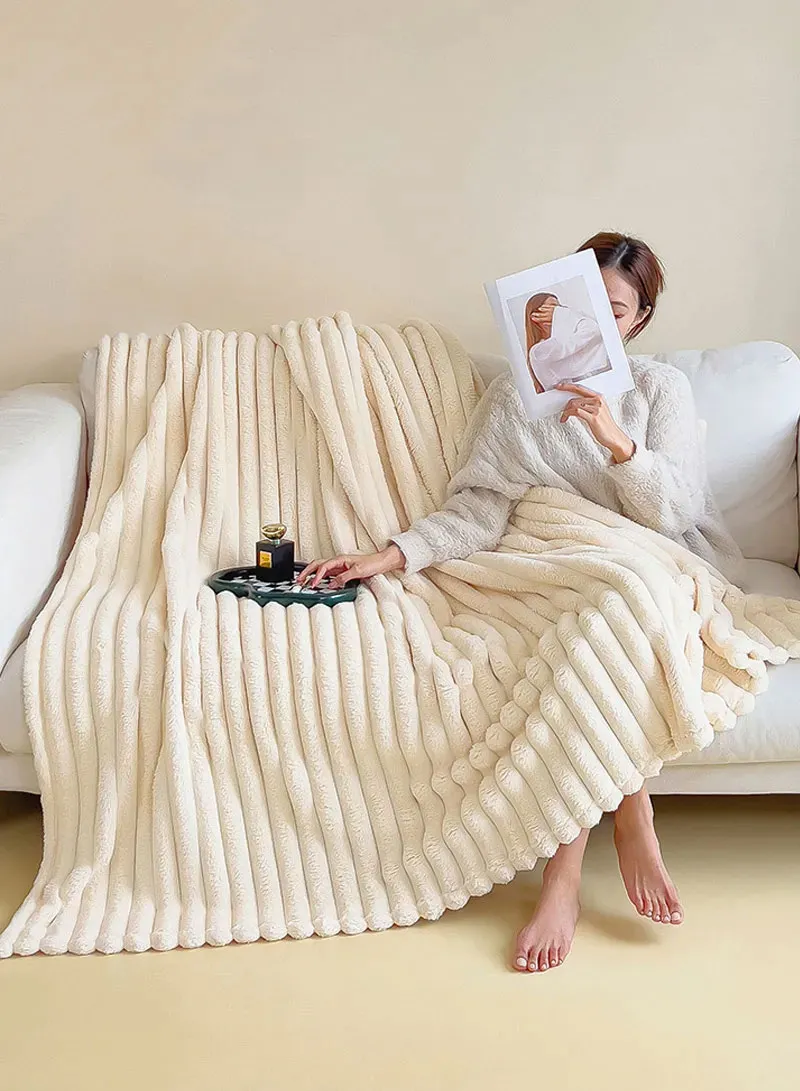 150x200cm Ultra-Soft Single Layer Plush Blanket, Warm & Lightweight Polyester Fabric - Light Gr β photo 7