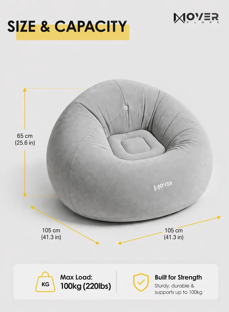 Inflatable Bean Bag Lounge Sofa Chair with Soft Flocked Surface 27499 β photo 3