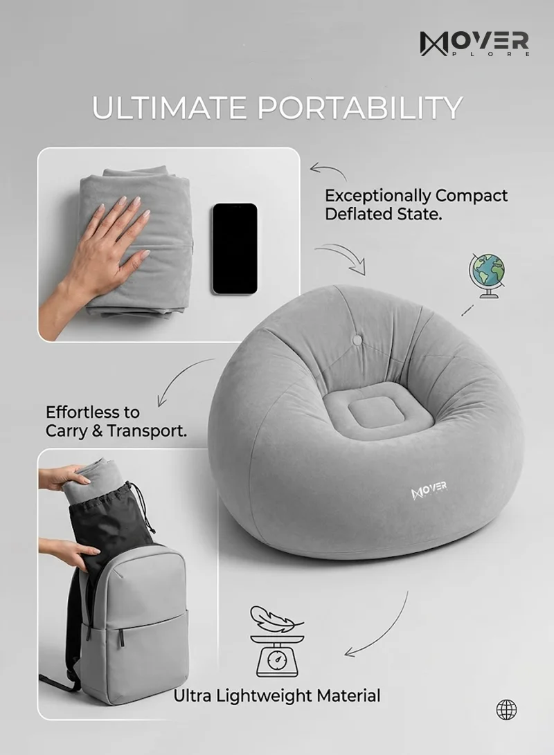 Inflatable Bean Bag Lounge Sofa Chair with Soft Flocked Surface 27499 — photo 8