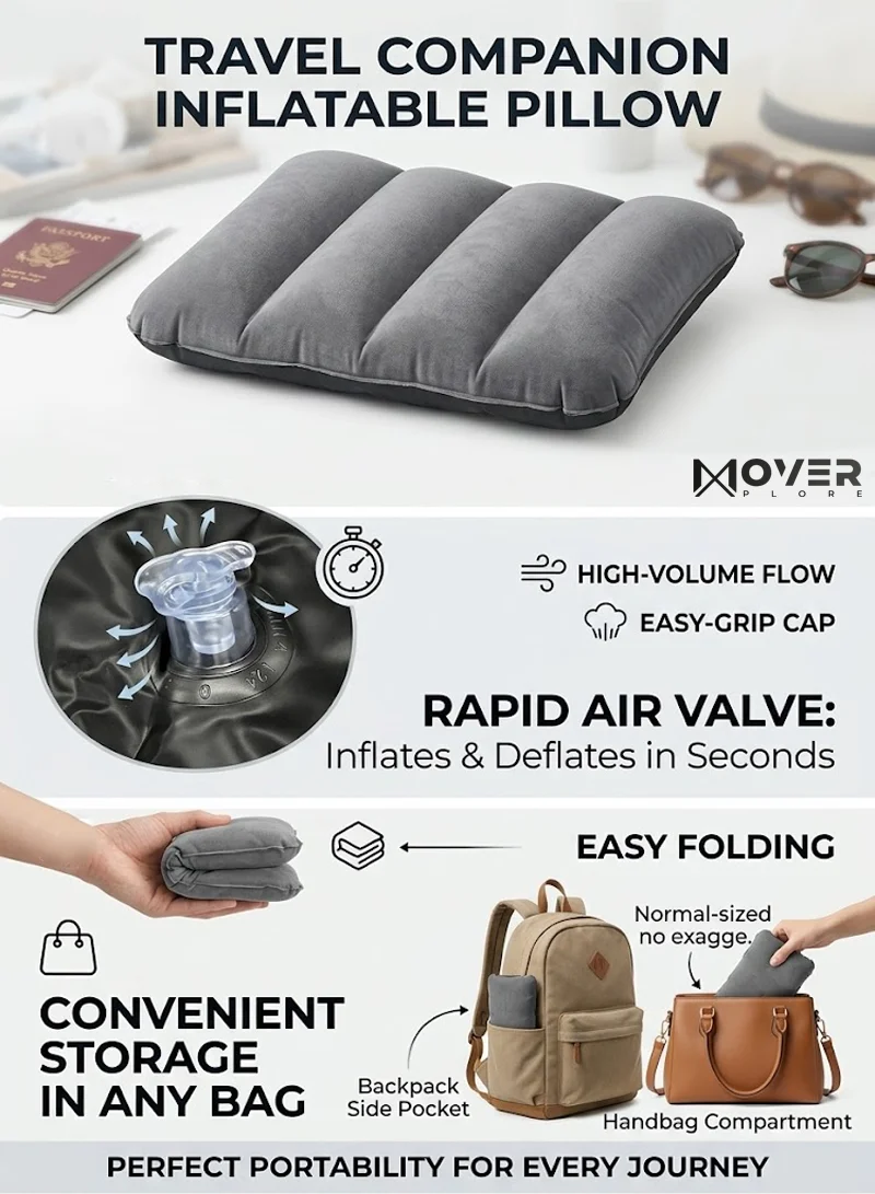 Lightweight Inflatable Pillow with Safety Valve and Soft Touch Surface β photo 8