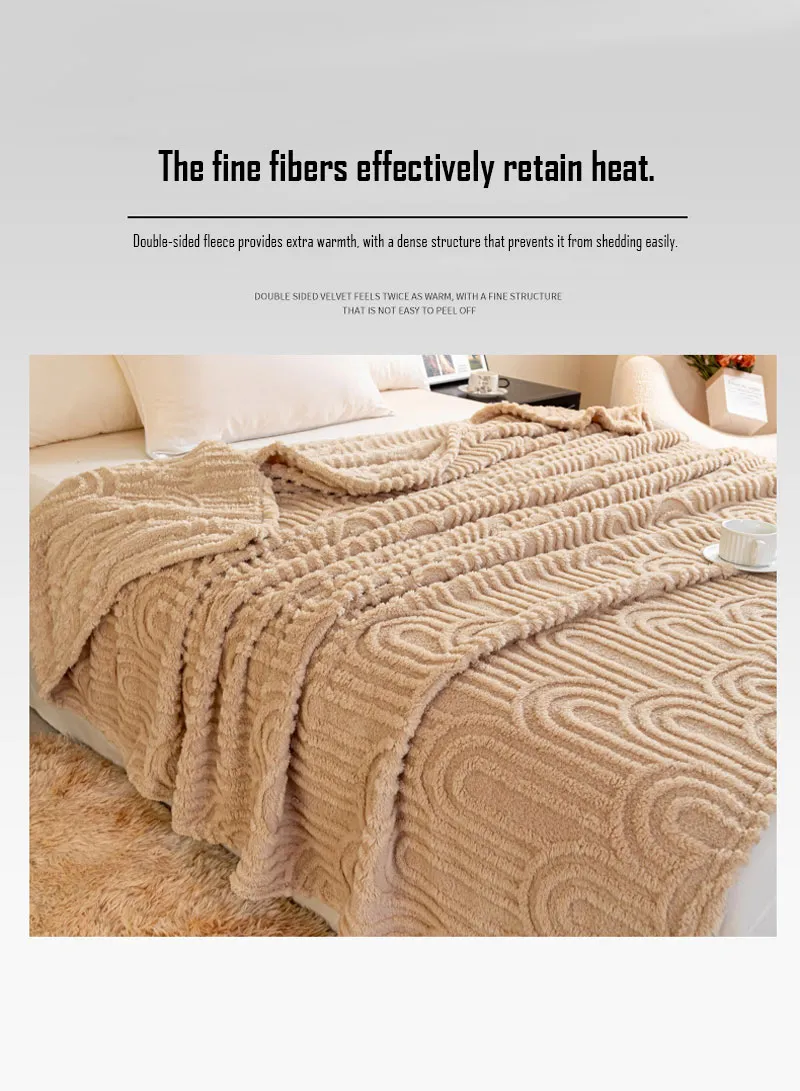 150x200cm Single-Layer Plush Blanket With Arch Pattern Design - Beige β photo 9