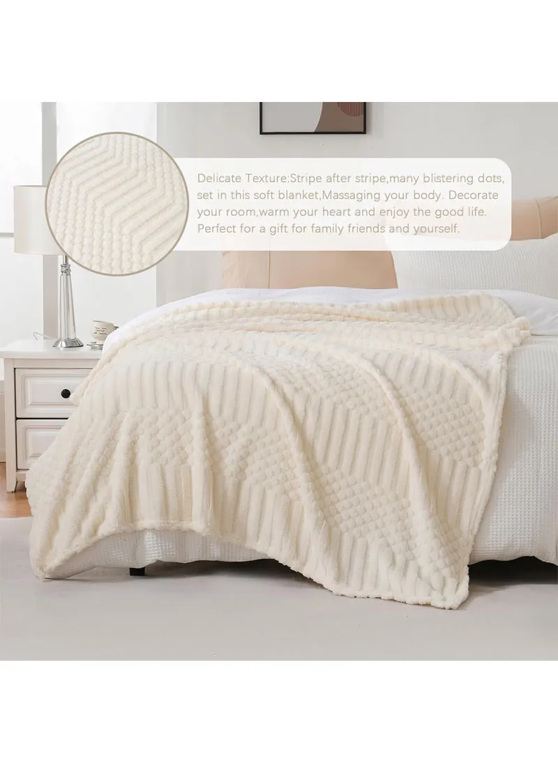 150x200cm Single-Layer Ribbed Plush Blanket & Lightweight - Light Grey — photo 7