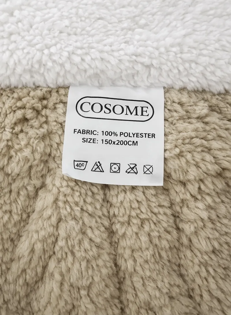150×200cm Double-Layer Plush Blanket, Soft Fleece Interior & Textured Design - Beige — photo 4