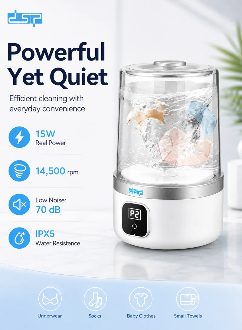 Rechargeable Mini Washer with LCD Display, 1L Tank Capacity & 2 Cleaning Modes — photo 6