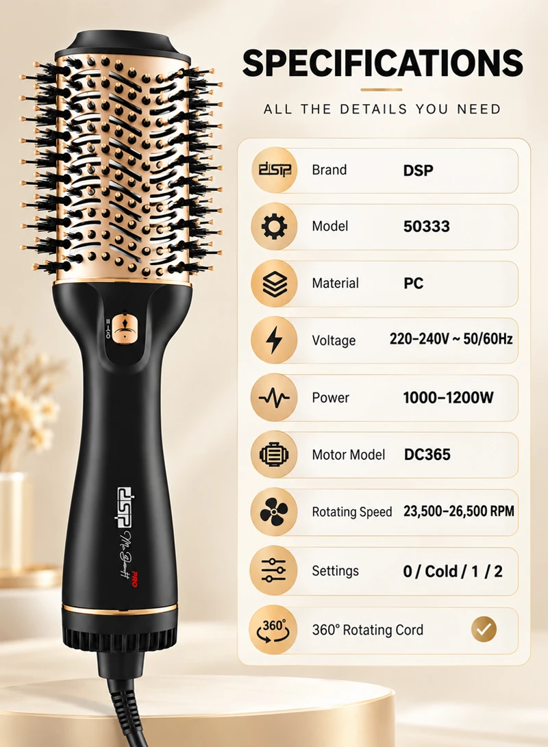 Professional High-Speed Hot Air Brush with 3 Control Settings & Motor With storage bag 50333 β photo 5