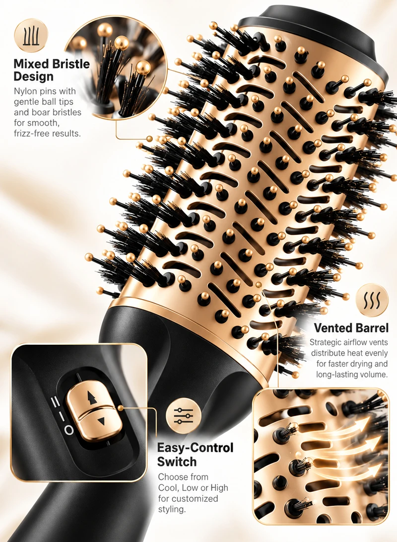 Professional High-Speed Hot Air Brush with 3 Control Settings & Motor With storage bag 50333 β photo 9
