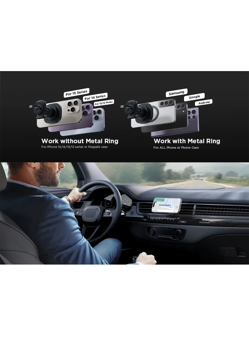 360° 15W Magnetic Car Dashboard Mount Charger Wireless Car Charger Hands Free Air Vent Magnetic — photo 4