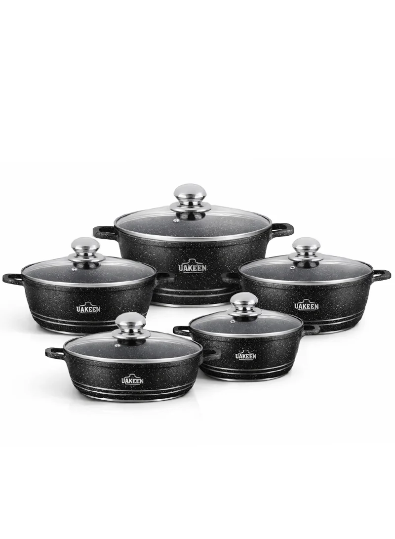 20/24/28/32cm Non-Stick Die-Casting Casserole With 28cm Shallow Pot Set - Black Marble — photo 2