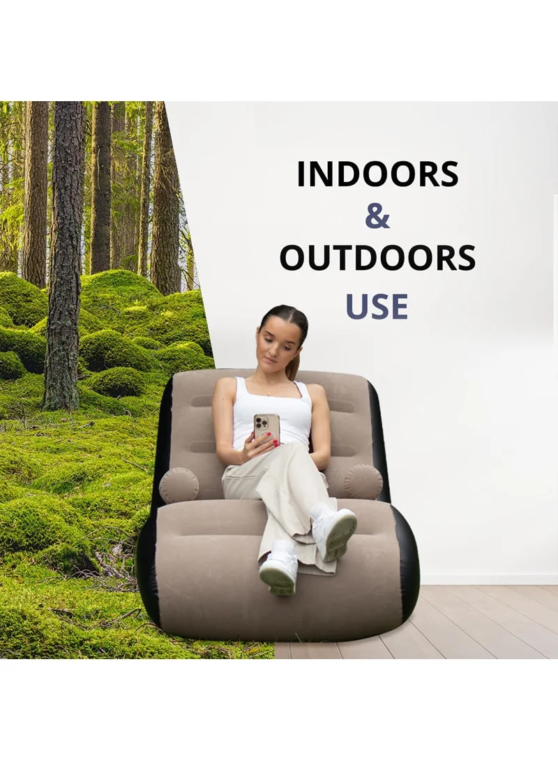 S-Shaped Inflatable Recliner Sofa With Armrests, Portable Air Lounge Chair 83002 - Brown — photo 6