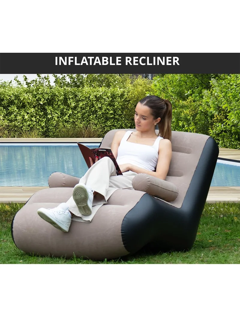 S-Shaped Inflatable Recliner Sofa With Armrests, Portable Air Lounge Chair 83002 - Brown — photo 7