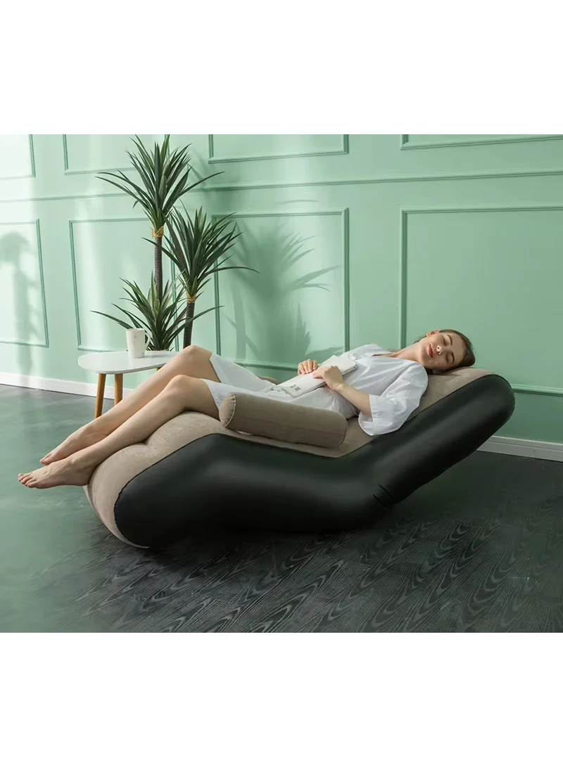 S-Shaped Inflatable Recliner Sofa With Armrests, Portable Air Lounge Chair 83002 - Brown β photo 8