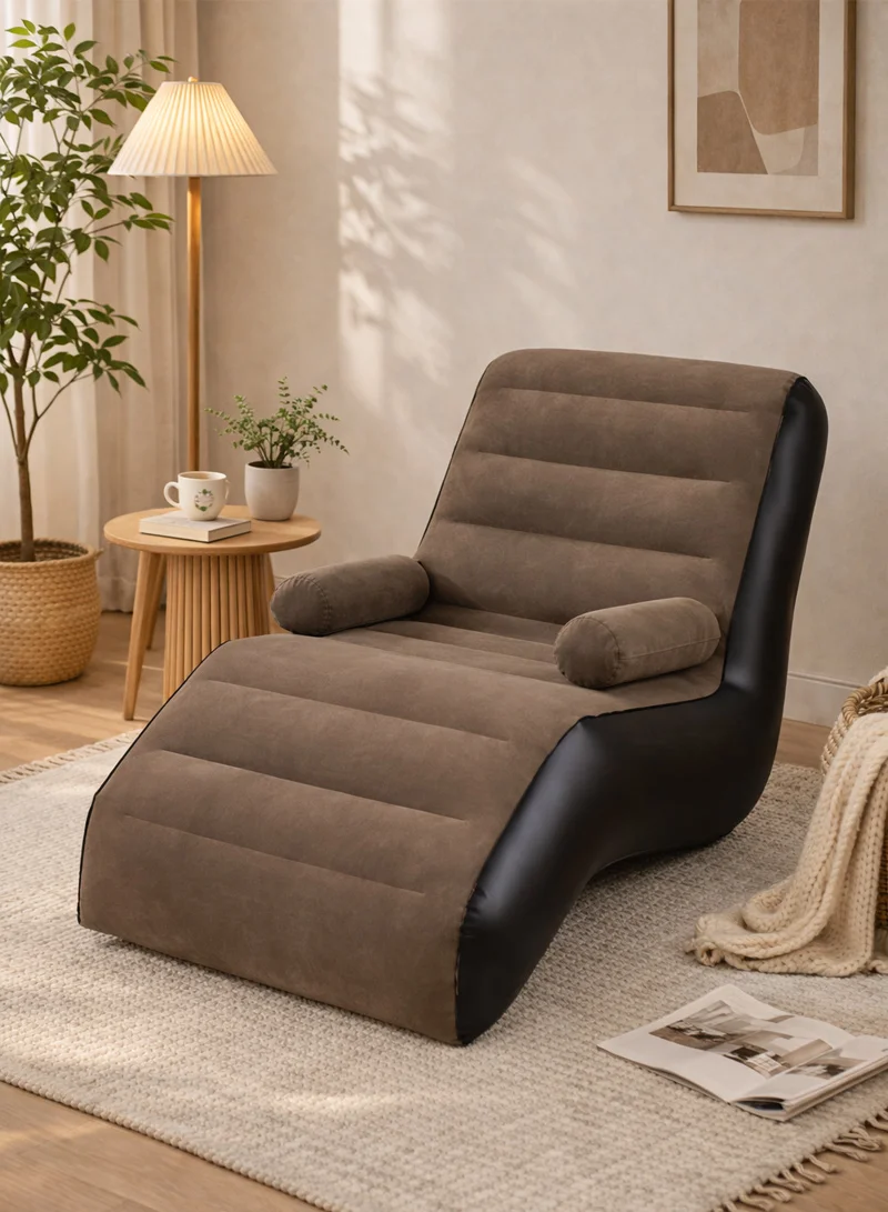 S-Shaped Inflatable Recliner Sofa With Armrests, Portable Air Lounge Chair 83002 - Brown