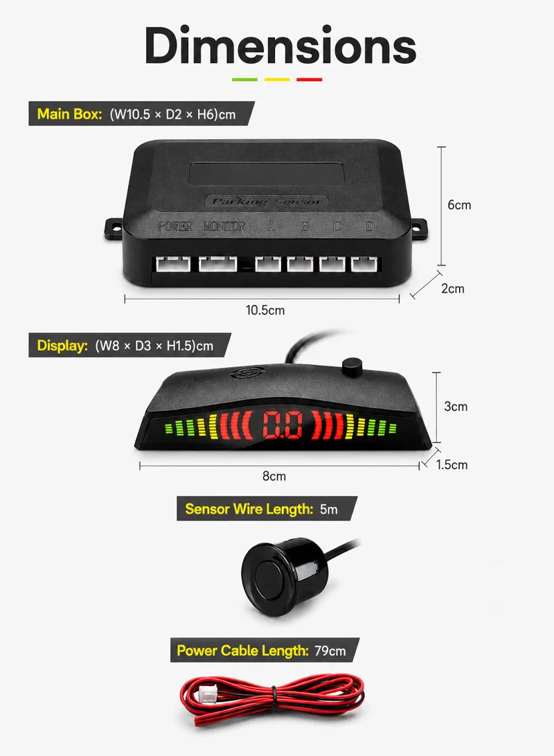 Wired 4-Sensor Car Parking Assistant System with Digital Display & Audible Distance Warning β G β photo 2