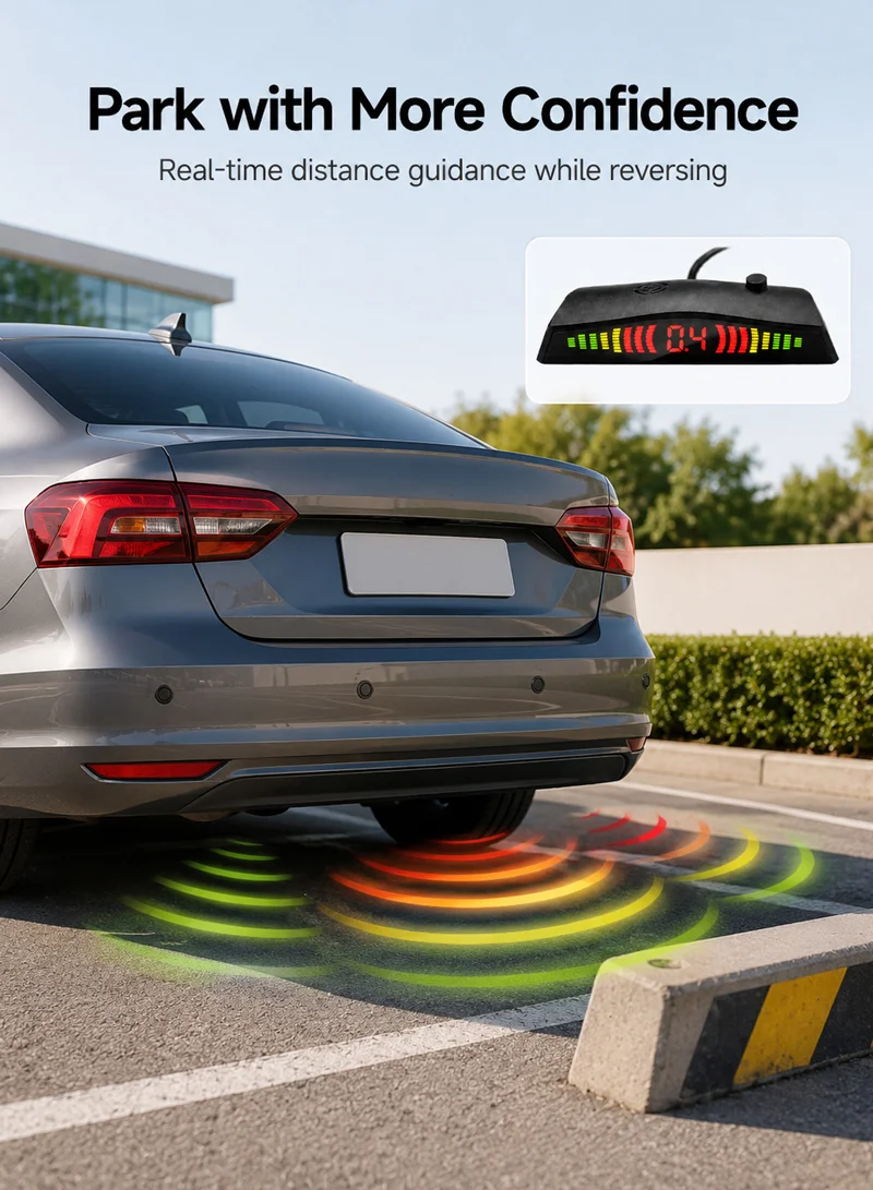 Wired 4-Sensor Car Parking Assistant System with Digital Display & Audible Distance Warning – G — photo 4