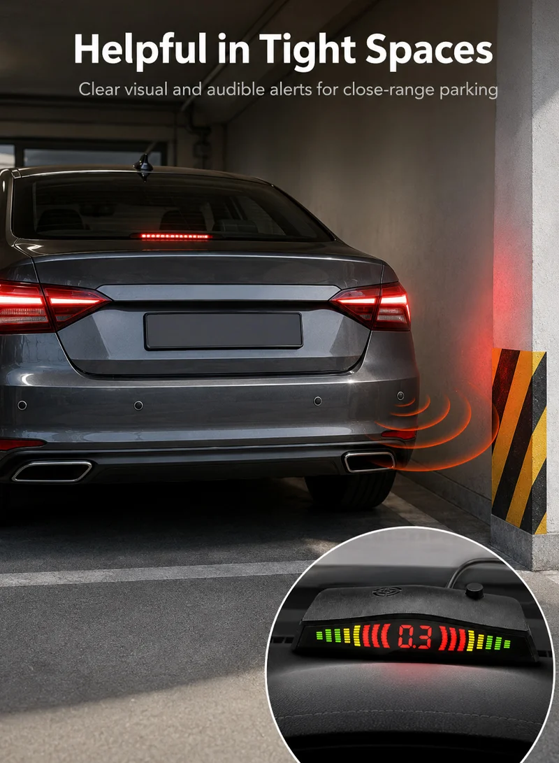 Wired 4-Sensor Car Parking Assistant System with Digital Display & Audible Distance Warning – G — photo 6