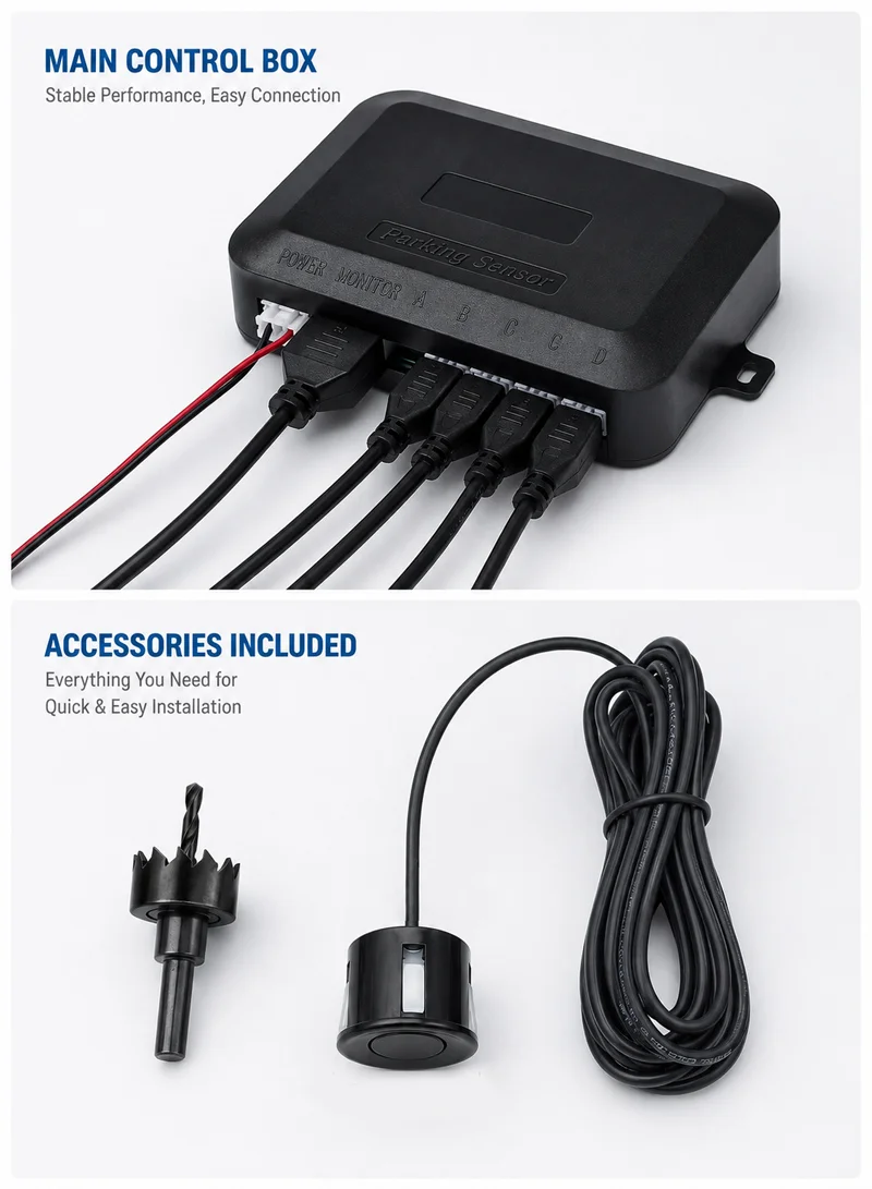 Wired 4-Sensor Car Parking Assistant System with Digital Display & Audible Distance Warning – G — photo 8