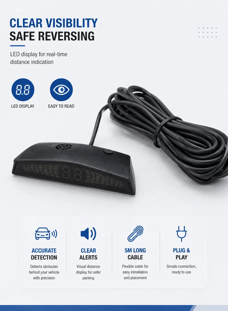 Wired 4-Sensor Car Parking Assistant System with Digital Display & Audible Distance Warning – G — photo 9