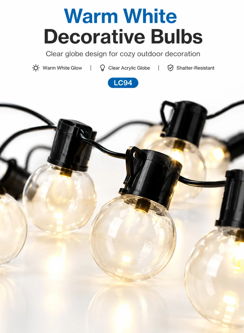 5m Solar String Lights, Warm White Outdoor Decorative Bulb Lights with Multiple Lighting Modes — photo 4