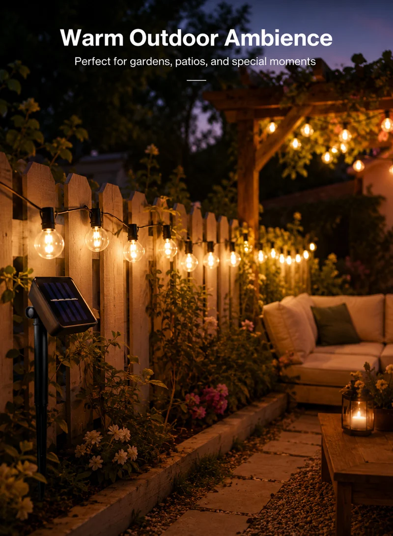 5m Solar String Lights, Warm White Outdoor Decorative Bulb Lights with Multiple Lighting Modes — photo 9