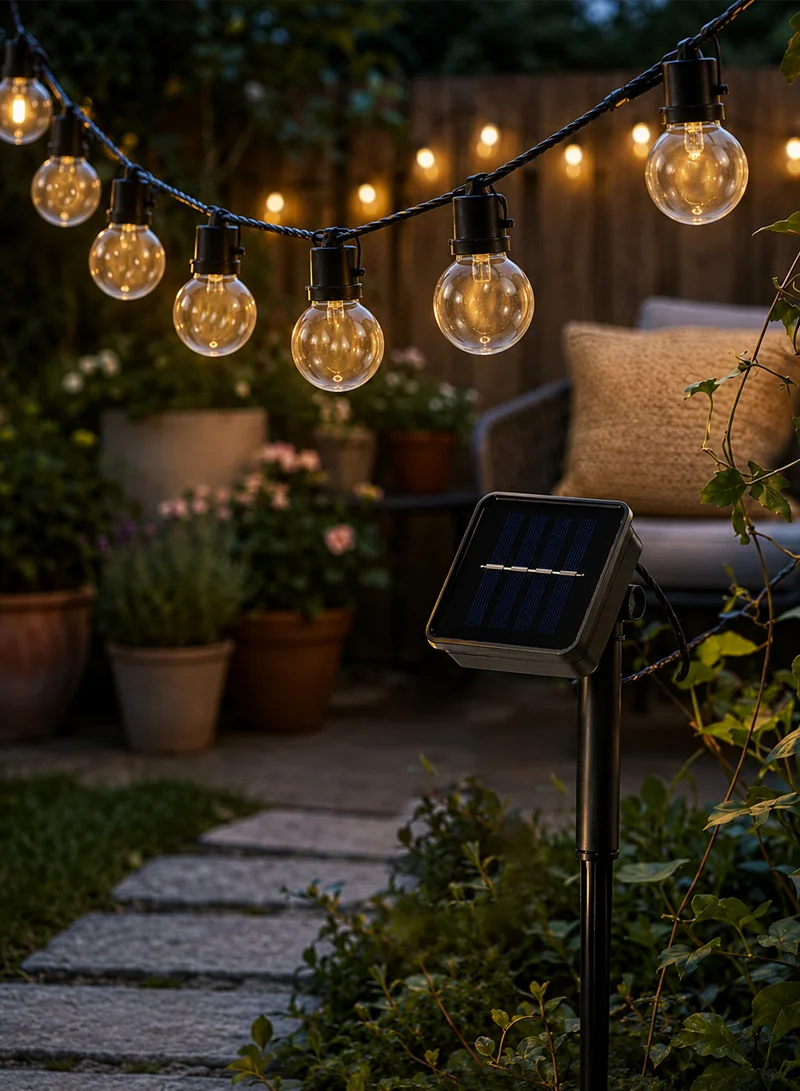 5m Solar String Lights, Warm White Outdoor Decorative Bulb Lights with Multiple Lighting Modes