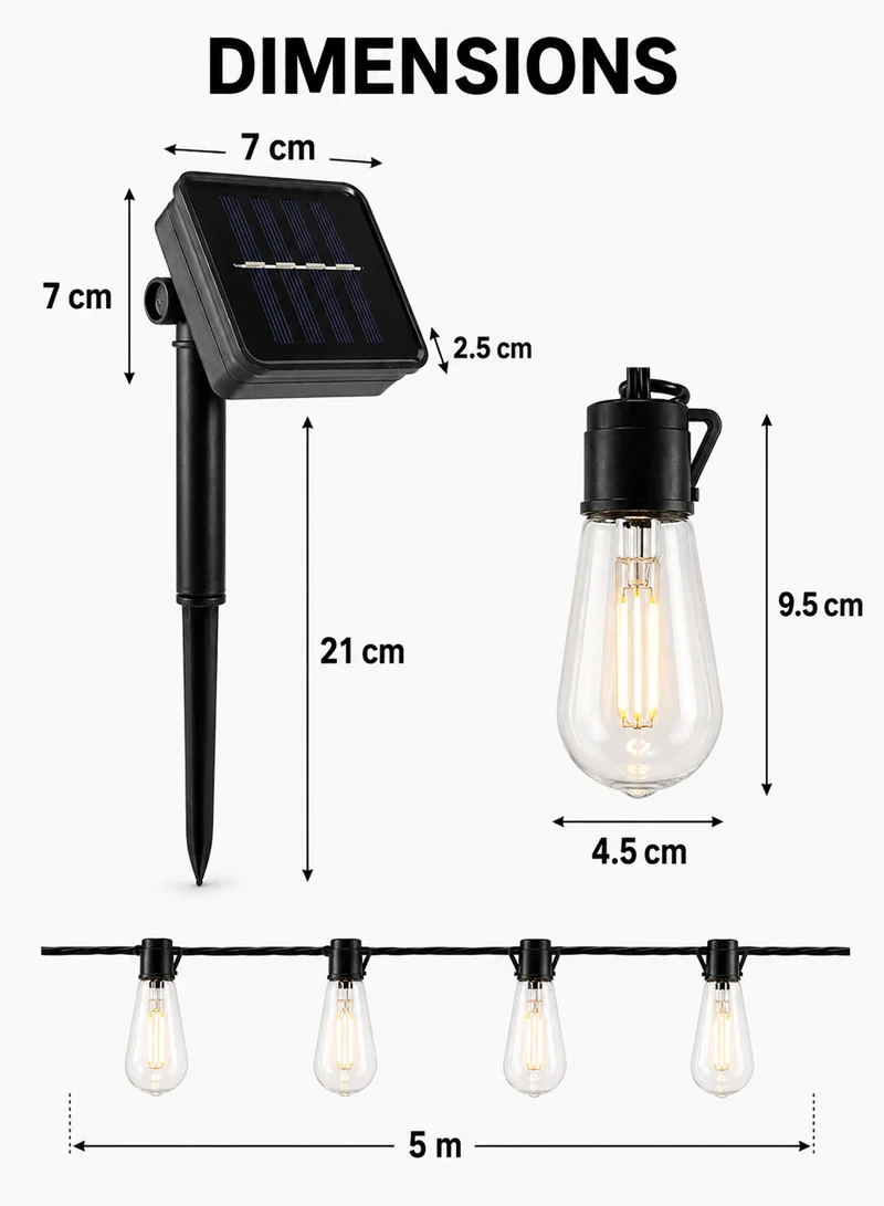 5m Solar String Lights, Warm White Outdoor Decorative Bulb Lights with Multiple Lighting Modes — photo 3