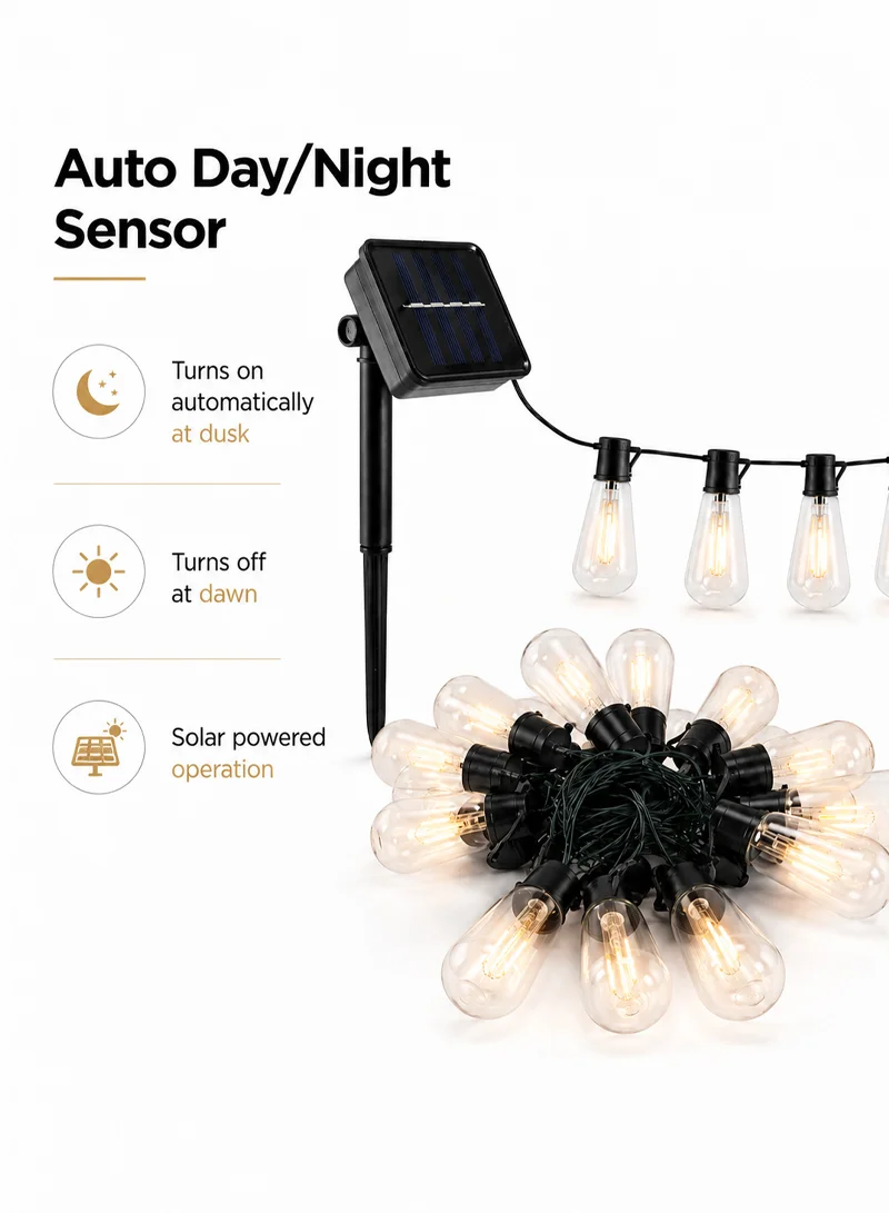 5m Solar String Lights, Warm White Outdoor Decorative Bulb Lights with Multiple Lighting Modes — photo 4