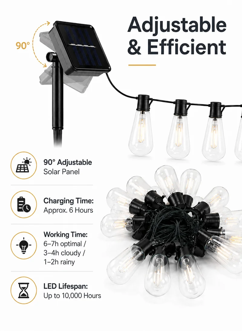 5m Solar String Lights, Warm White Outdoor Decorative Bulb Lights with Multiple Lighting Modes β photo 5