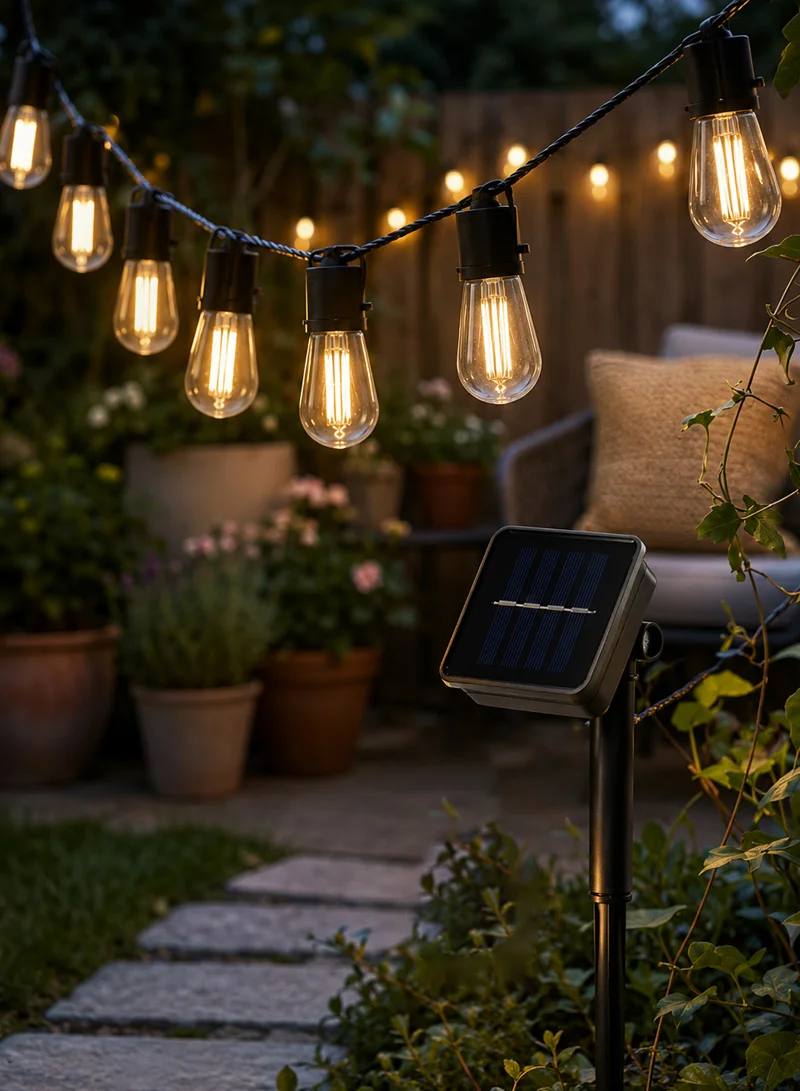 5m Solar String Lights, Warm White Outdoor Decorative Bulb Lights with Multiple Lighting Modes