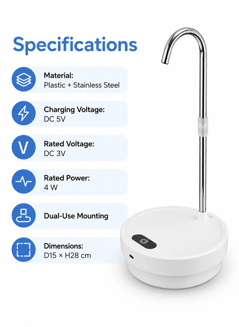 Rechargeable Electric Water Bottle Dispenser Pump with Desktop & Barrel Base β photo 4