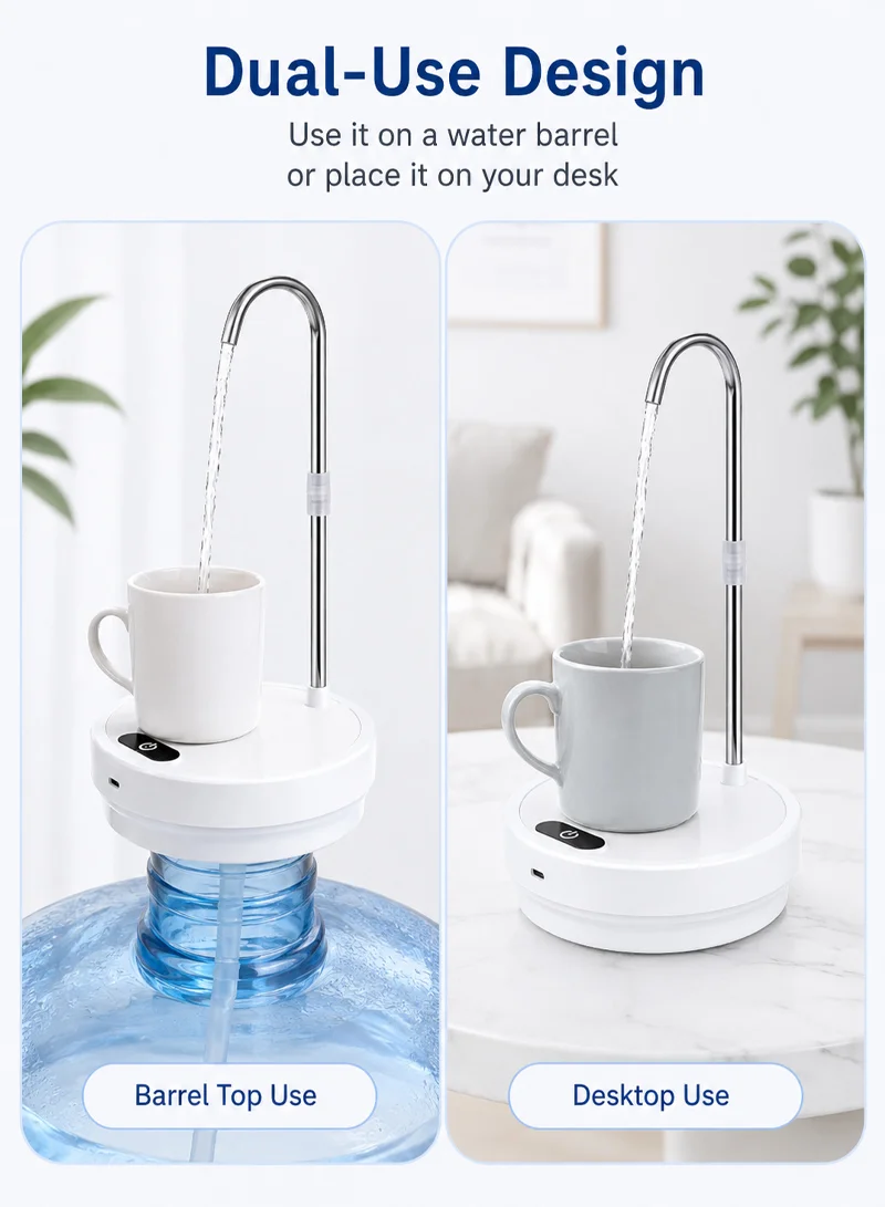 Rechargeable Electric Water Bottle Dispenser Pump with Desktop & Barrel Base — photo 5