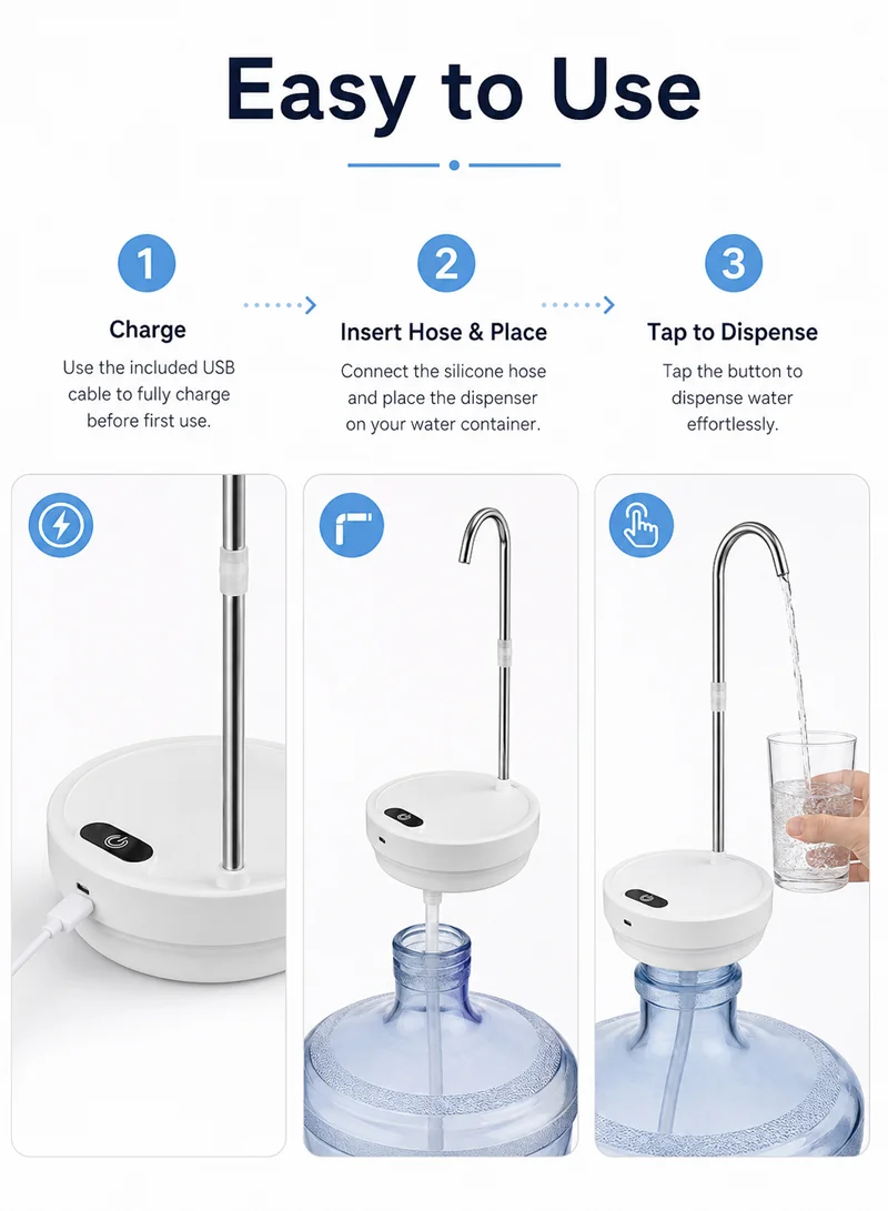 Rechargeable Electric Water Bottle Dispenser Pump with Desktop & Barrel Base — photo 7
