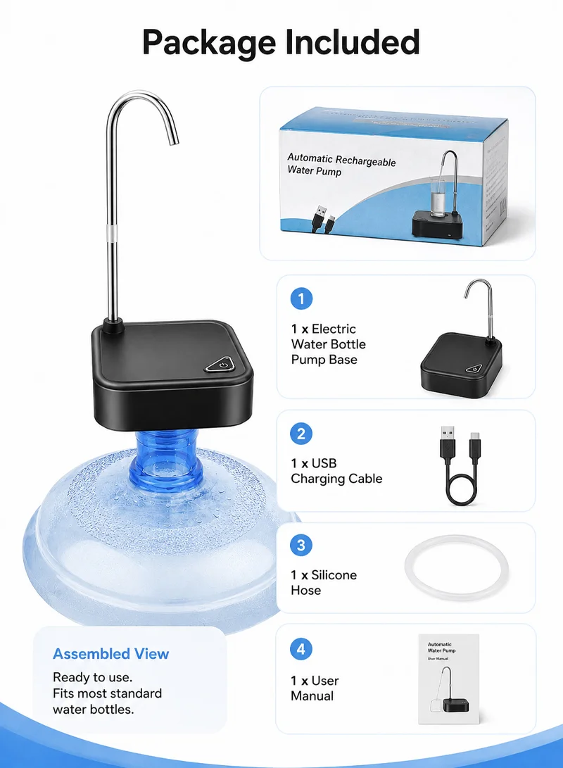 Rechargeable Automatic Electric Water Bottle Pump Dispenser Tray β photo 5