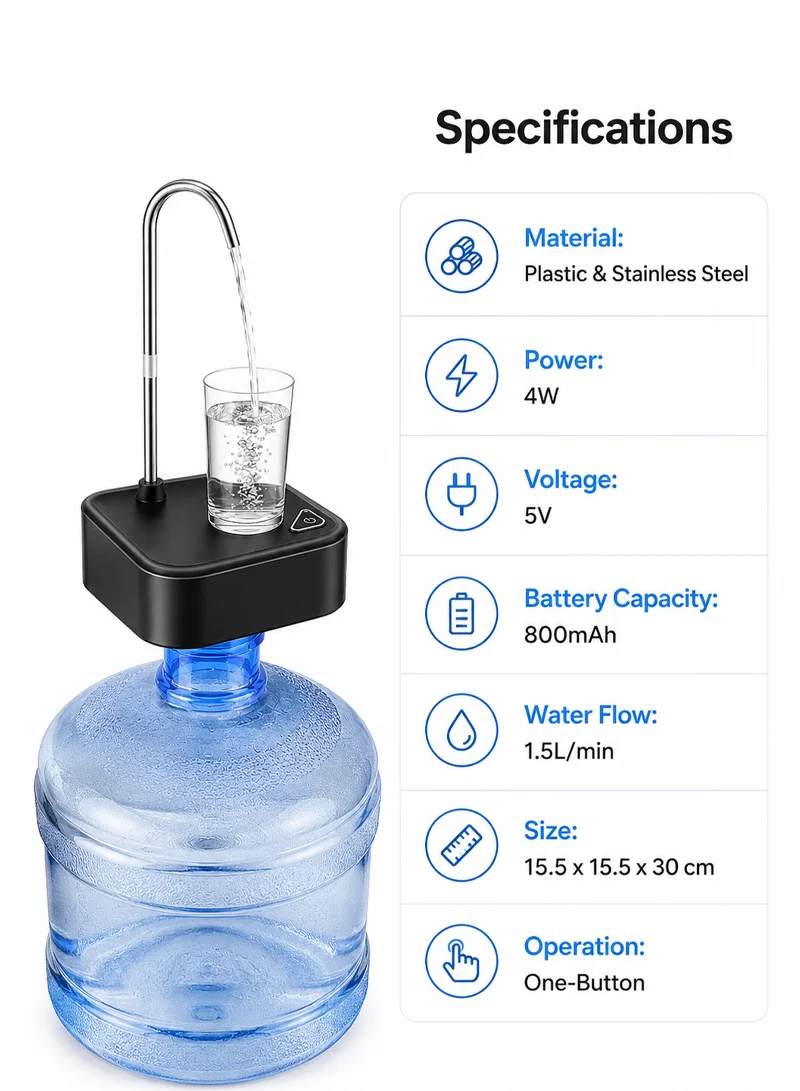 Rechargeable Automatic Electric Water Bottle Pump Dispenser Tray β photo 6