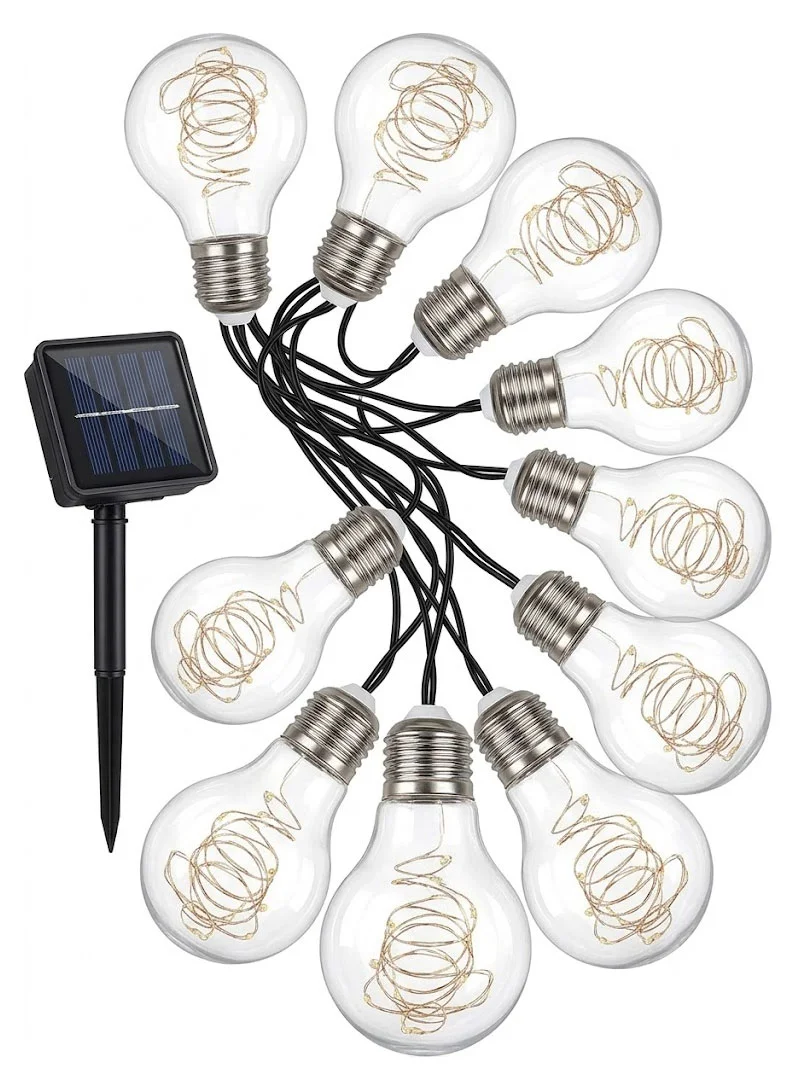 2M 10 Bulbs Solar Powered Dual-Function Transparent Globe Bulb String Lights with Warm White Gl — photo 2