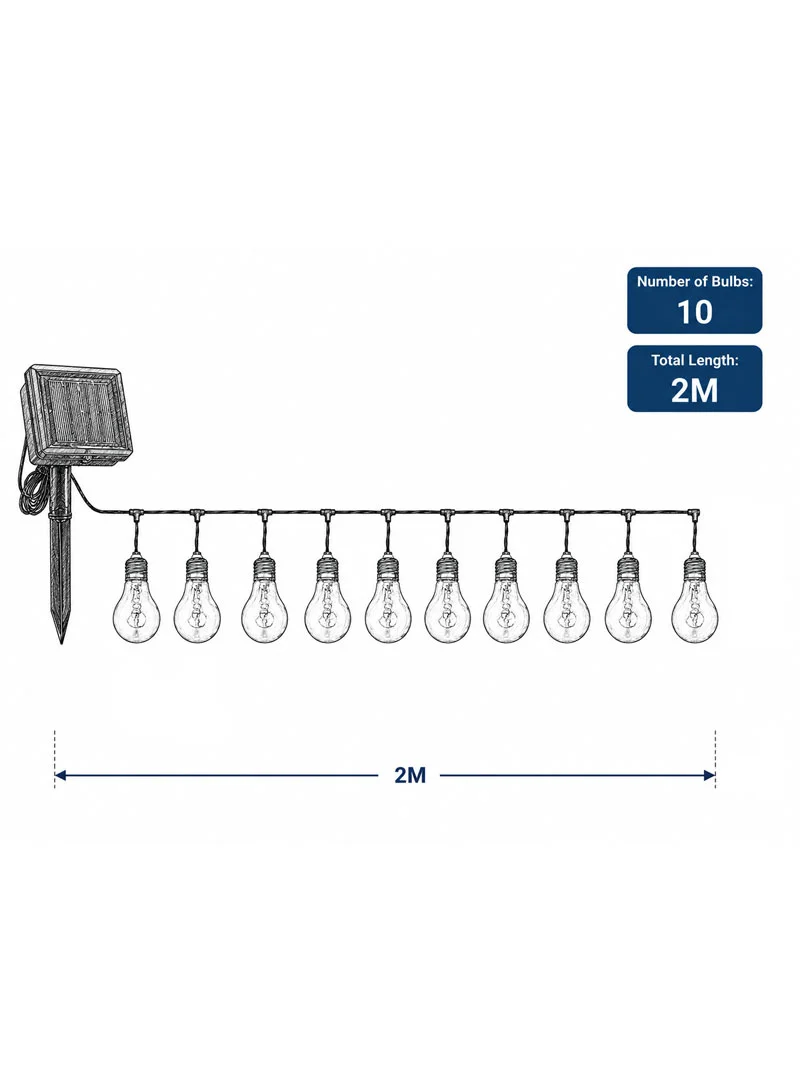 2M 10 Bulbs Solar Powered Dual-Function Transparent Globe Bulb String Lights with Warm White Gl β photo 3